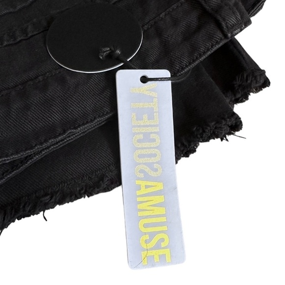 Amuse Society Skyline Jeans 30 NWT Black High Rise Straight Leg Zip Frayed Hem - Picture 7 of 10